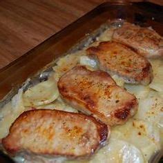 Pork chop and scalloped potato casserole. Garlic Seasoned Baked Pork Chops | Recipe | Scalloped ...