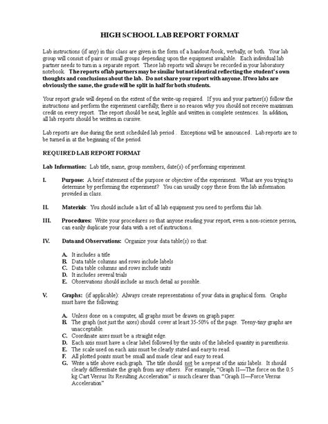 Physics Lab Report Format Templates At