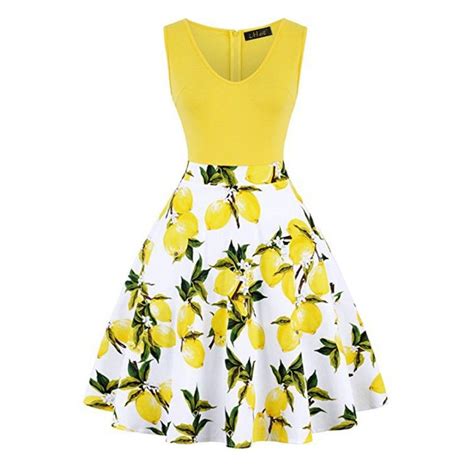 Yellow Vintage Fruit Print Dress