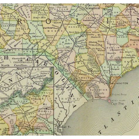 Map North Carolina 1891 Original Art Antique Maps And Prints