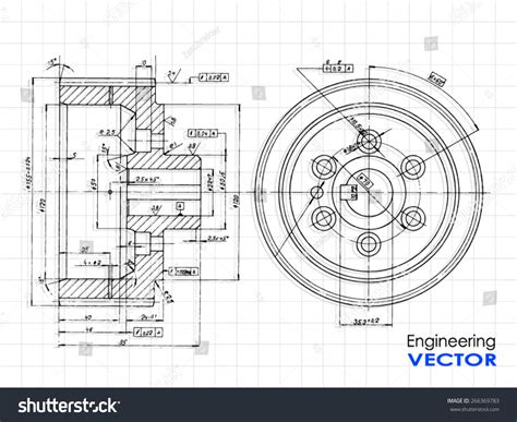 Technical Drawing Wheel Vector Illustration 266369783 Shutterstock