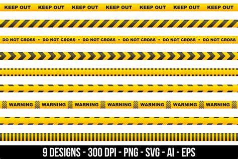 Caution Tape Clipart Set Graphic By Creativeclipcloud · Creative Fabrica