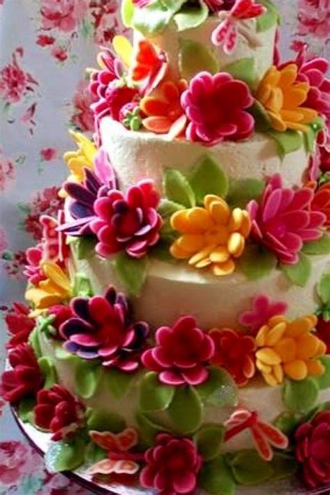 Gorgeous Flowers Cake Happy Birthday Flower Happy Birthday Cakes Floral Cake
