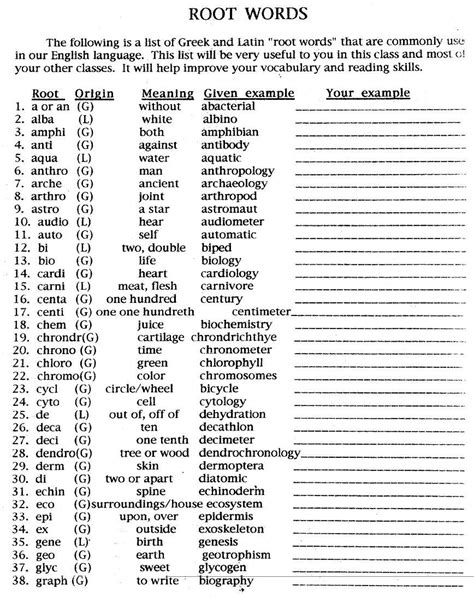 Greek And Latin Root Words Worksheets Abitlikethis Latin Root Words