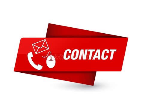 Contact Phone Email And Mouse Icon Red Premium Tag Sign Stock
