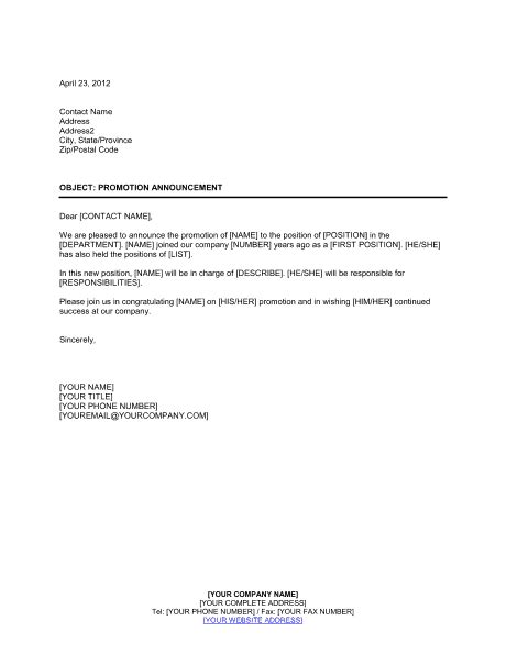 The template of a word memo is required by a company or a businessperson for passing around an official event details or news within the team or company. Sample Employee Promotion Letters - Word Excel Samples