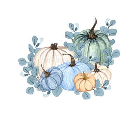 Watercolor Pumpkin Composition Floral Pumpkins Halloween Clip Art