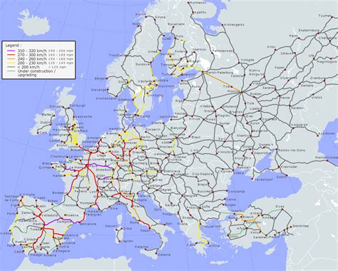 Europe High Speed Rail Map Vector U S Map