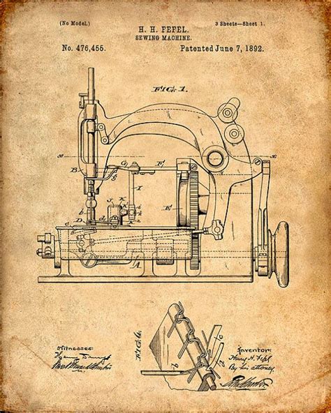 Sewing Machine Patent Print Sewing Machine Patent Art Print Etsy