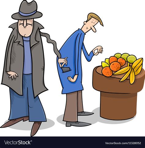 Thief Stealing Wallet Cartoon Royalty Free Vector Image