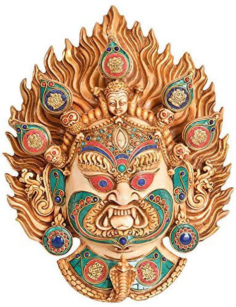 Exotic India Tibetan Buddhist Deity Mahakala Wall Hanging Mask Resin