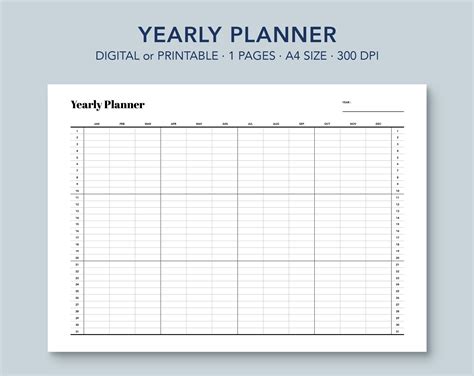 Printable Yearly Planner Printable Calendar Printable