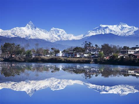 Nepal Pokhara Phewa Tal Lake Himalayas Ghandruk Mountains Hd
