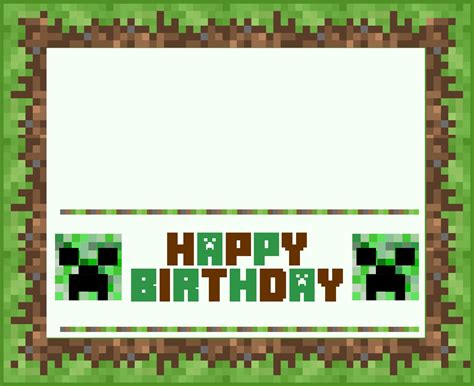 Free Minecraft Birthday Card Template Printable
