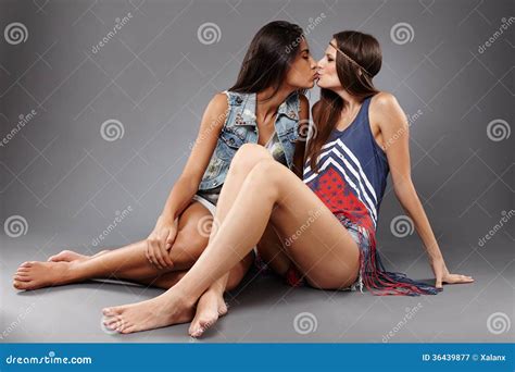 Girlfriends Kissing On The Lips Royalty Free Stock Photography Cartoondealer Com