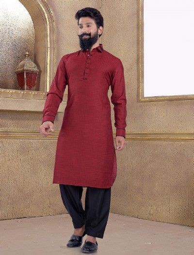 Maroon Color Pathani Suit Mens Kurta Designs Wedding Suits Men