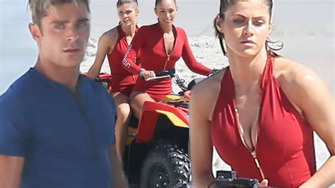 Baywatch Babe Alexandra Daddario Flashes Sexy Cleavage As She Shoots