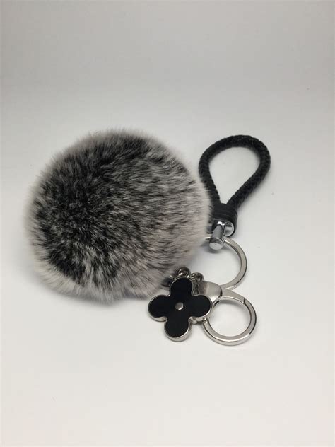 Car Keychain Fur Pom Pom Puff Ball Bag Rabbit Key Chain Charm