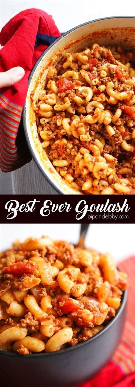 Gulyás) is a soup or stew of meat and vegetables seasoned with paprika and other spices. American Goulash | Recipes, Comfort food recipes dinners, Food