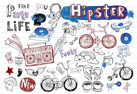 Premium Vector Vector Set Of Doodle Pictures In Hipsters Style