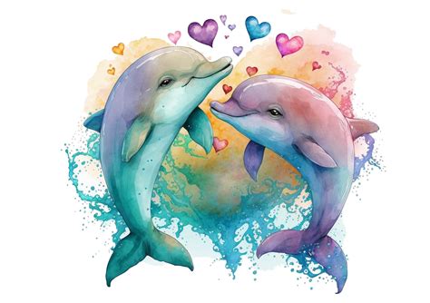 Valentines Dolphins Dolphin Couple Graphic By Gornidesign · Creative