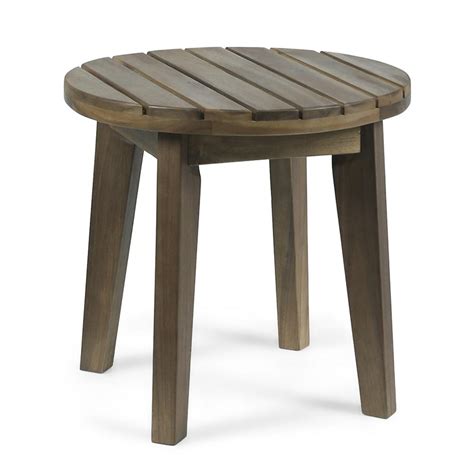 Patio chairs, patio tables, benches, patio bars & carts Noble House Miracle Gray Round Acacia Wood Outdoor Side ...