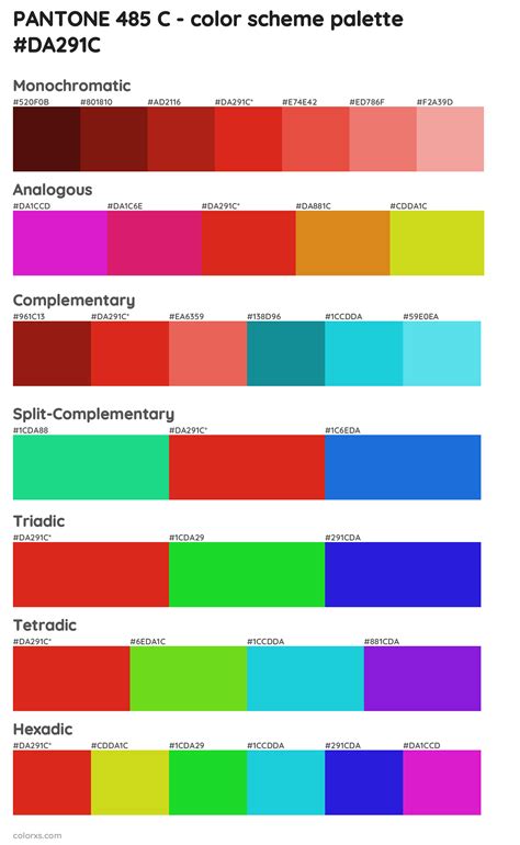 Pantone 485 C Color Palettes And Color Scheme Combinations