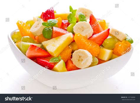 Stock Photo Mixed Fruit Salad In The Bowl On White Background 137150000
