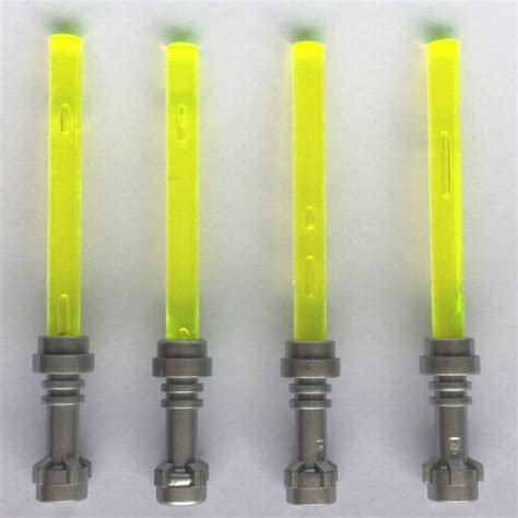 4 X Star Wars Lego Light Green Lightsabers Jedi Sith Minifig Weapons