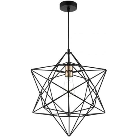 Modern Ceiling Pendant With Black Star Shaped Metal Frame