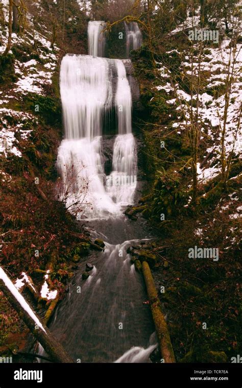 Beautiful Waterfall In The Woods Stock Photo Alamy