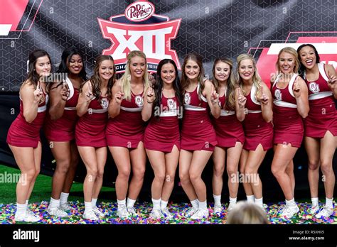 Oklahoma Cheerleaders Celebrate After The Dr Pepper Big 12 Championship Between The Oklahoma