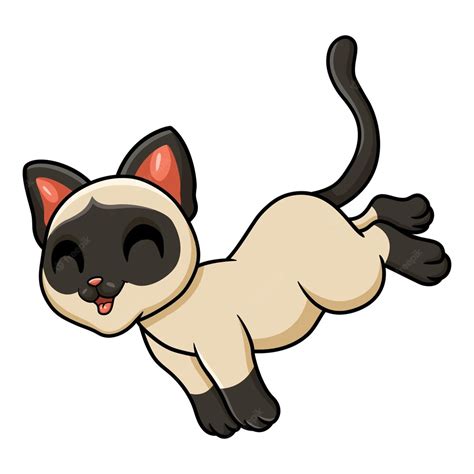 Premium Vector Cute Siamese Cat Cartoon Jumping