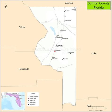 A Map Of The State Of Florida With Major Cities And Towns On Its Borders