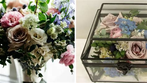 Preserved Wedding Flowers Bouquet In Large Clear Glass Box Keepsake Br