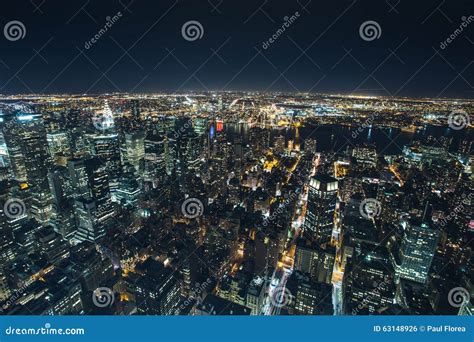 Night Aerial View Of New York City Editorial Photo Image Of Iconic