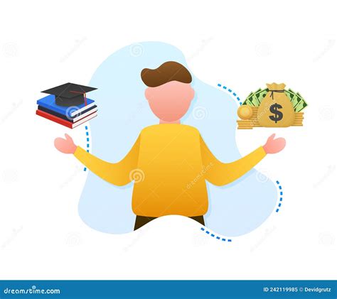 Man Choosing Between Two Options Money And Education Vector Stock