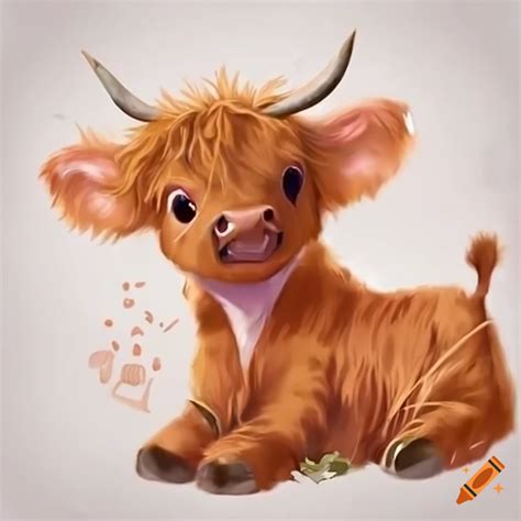 Cute Anime Baby Highland Cow