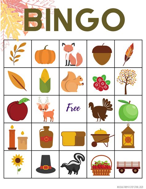 Printable Fall Bingo Game For Kids Views From A Step Stool Free Printable