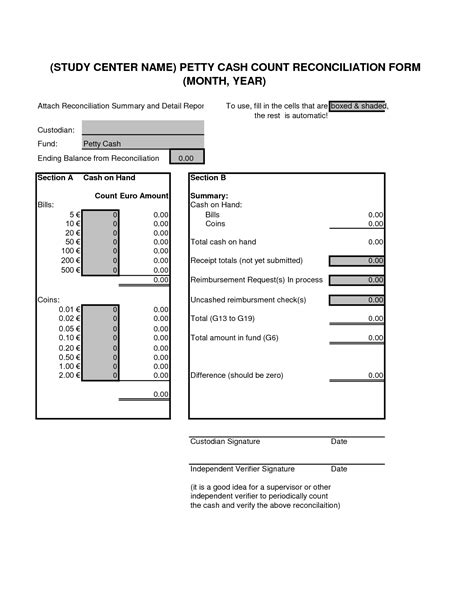 Start date apr 18, 2009. Petty Cash Reconciliation Form Excel (With images) | Money template, Excel, Ticket template