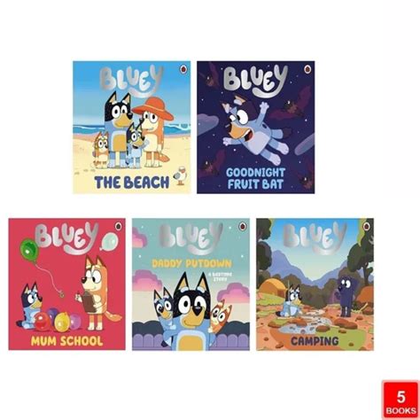 Bluey 5 Picture Book Story Collection Set Beach Goodnight Fruit Bat