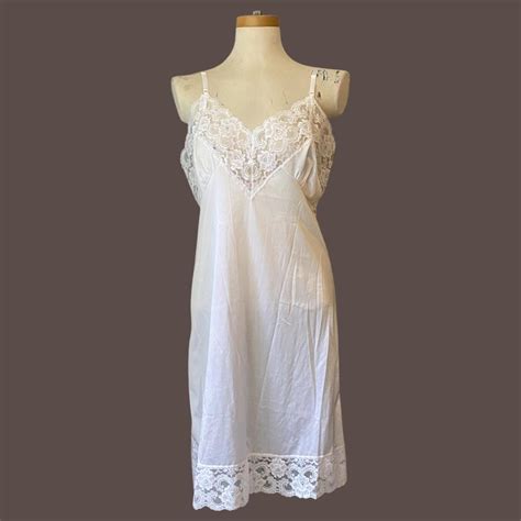 Vintage Slip Dress White Lace Vintage Bright White Depop