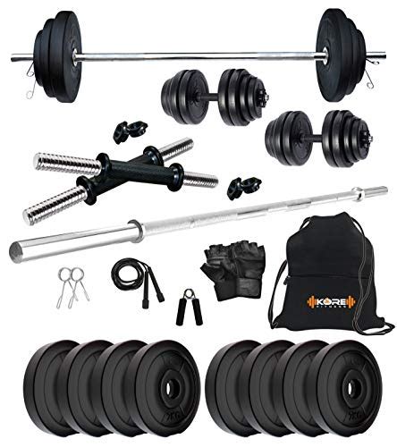 Kore Pvc 10 50 Kg Home Gym Set With One 4 Ft Plain And One Pair