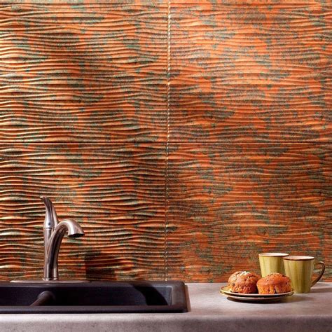 Fasade 24 In X 18 In Waves Pvc Decorative Tile Backsplash In Copper