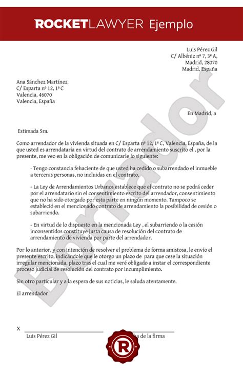 Carta De Rescision De Contrato De Arrendamiento Actualizado Images