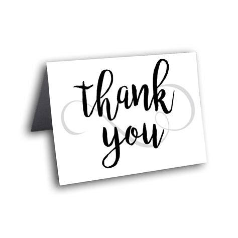 Calligraphy Thank You Card In Silver And Black