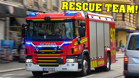 Oslo Fire Department Heavy Rescue Trucks O 96 O 97 Responding