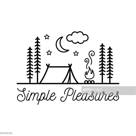 beautiful minimalist vector illustration camping in a forest camping drawing art