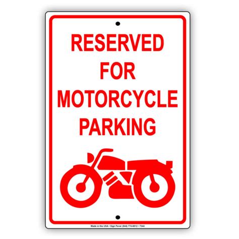 Reserved For Motorcycle Parking Wall Art Novelty Notice Aluminum Metal
