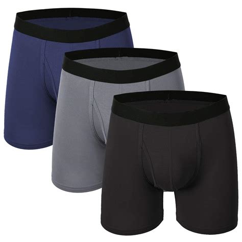 Buy Bamboo Cool Mens Underwear Boxer Briefs 3 Pack Bamboo Open Fly Long